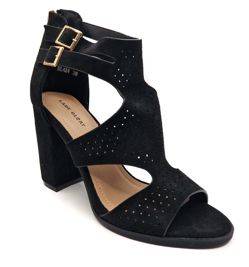 Womens Block Heeled Sandals Ladies Black Tan Ankle Strap Open Toe Shoe Size 3-8