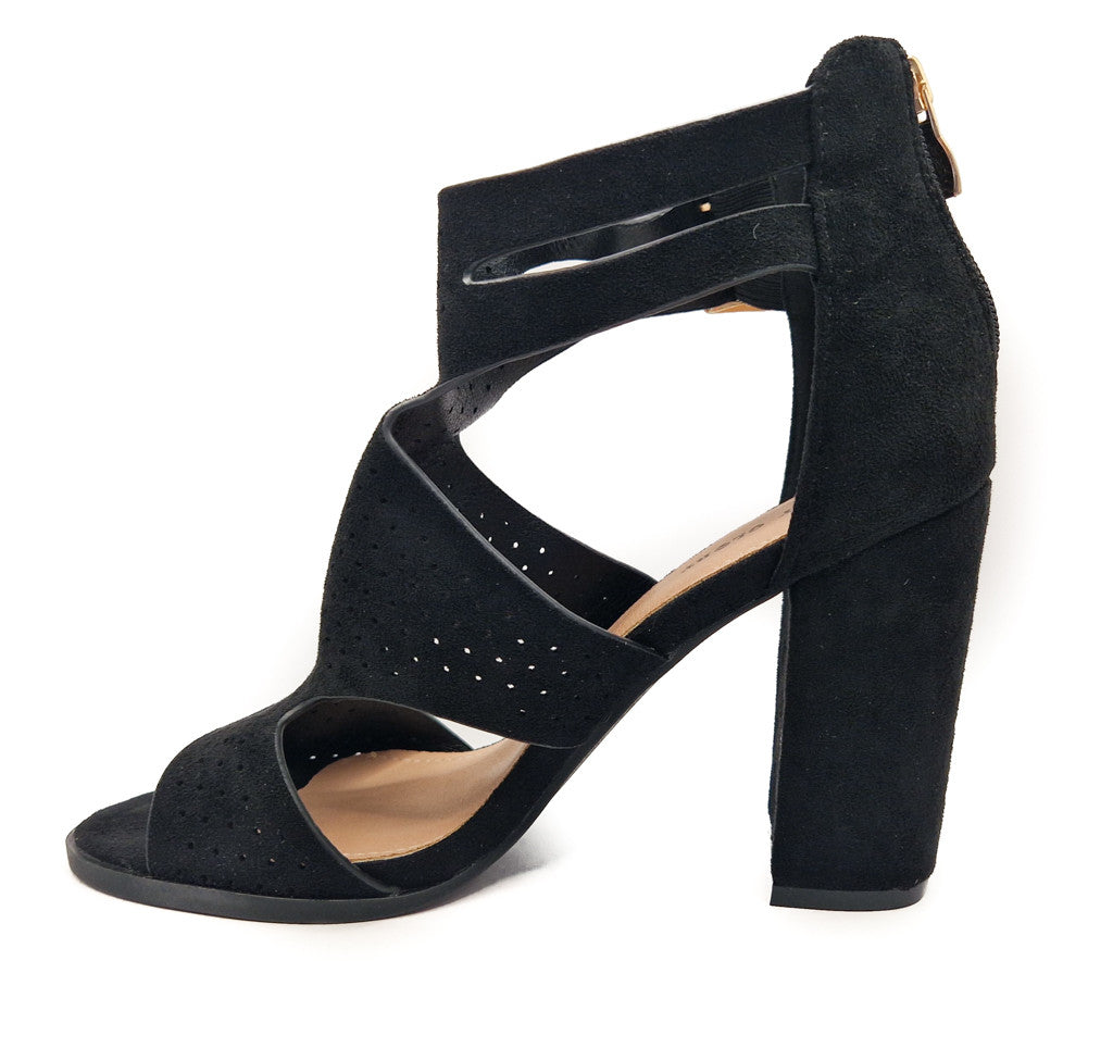 Womens Block Heeled Sandals Ladies Black Tan Ankle Strap Open Toe Shoe Size 3-8