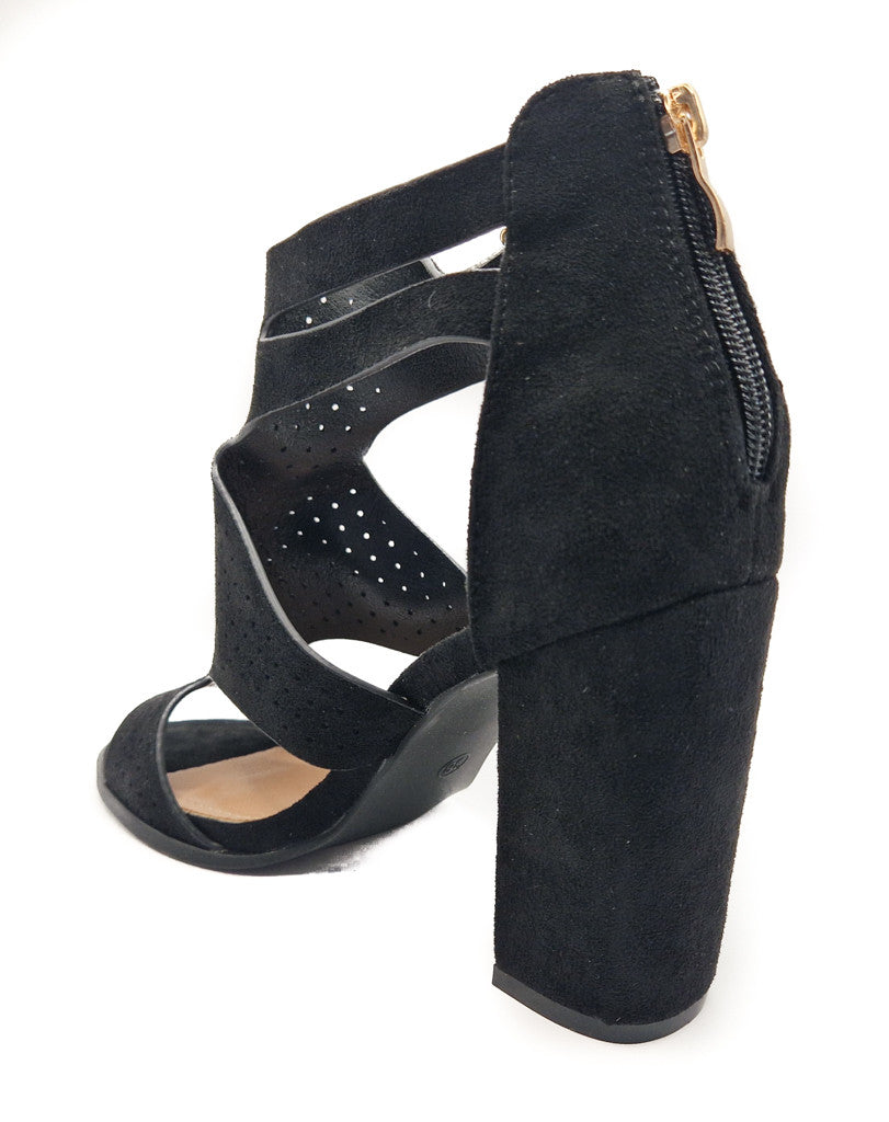 Womens Block Heeled Sandals Ladies Black Tan Ankle Strap Open Toe Shoe Size 3-8