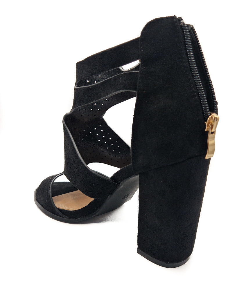Womens Block Heeled Sandals Ladies Black Tan Ankle Strap Open Toe Shoe Size 3-8