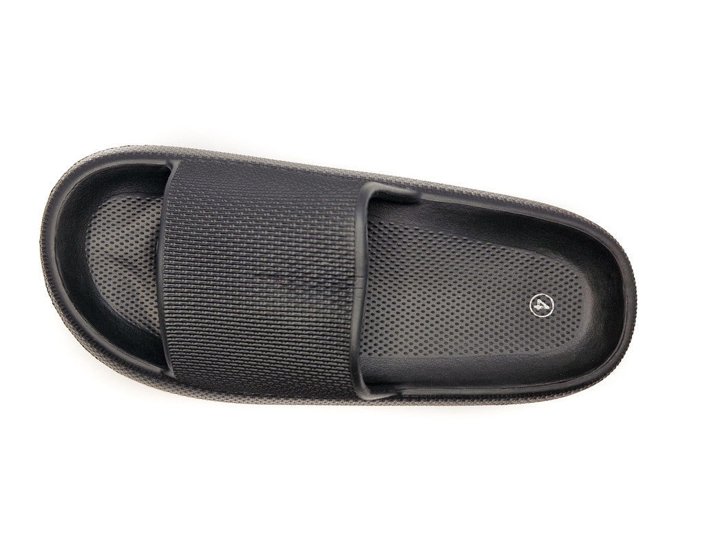 Womens Pillow Cloud Sliders Non-Slip Textured Black