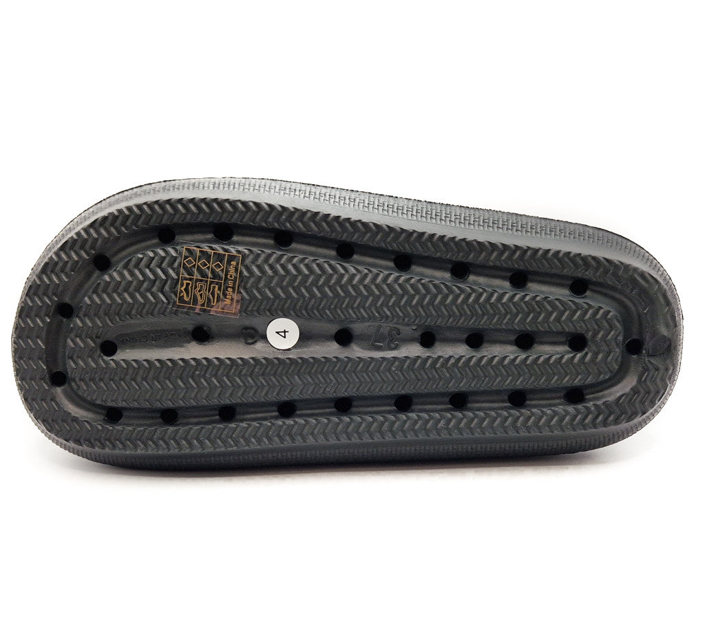 Womens Pillow Cloud Sliders Non-Slip Textured Black