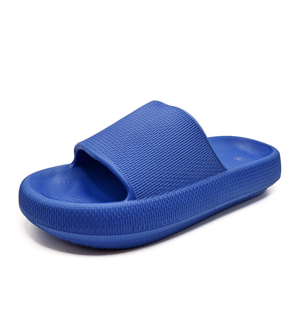Womens Pillow Cloud Sliders Non-Slip Textured Cobalt