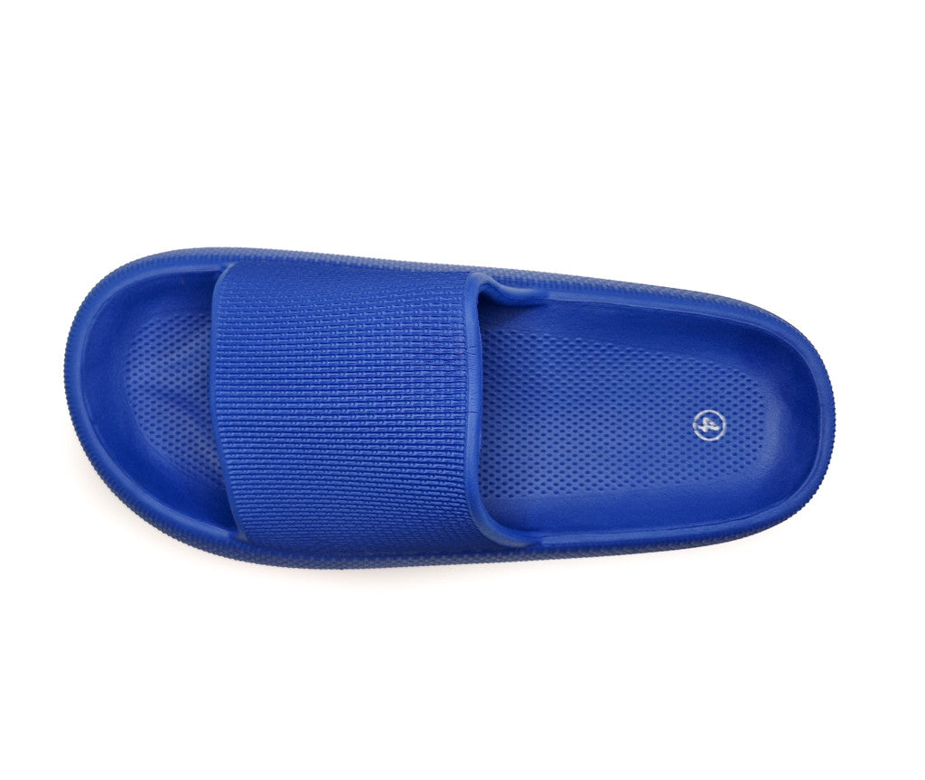 Womens Pillow Cloud Sliders Non-Slip Textured Cobalt