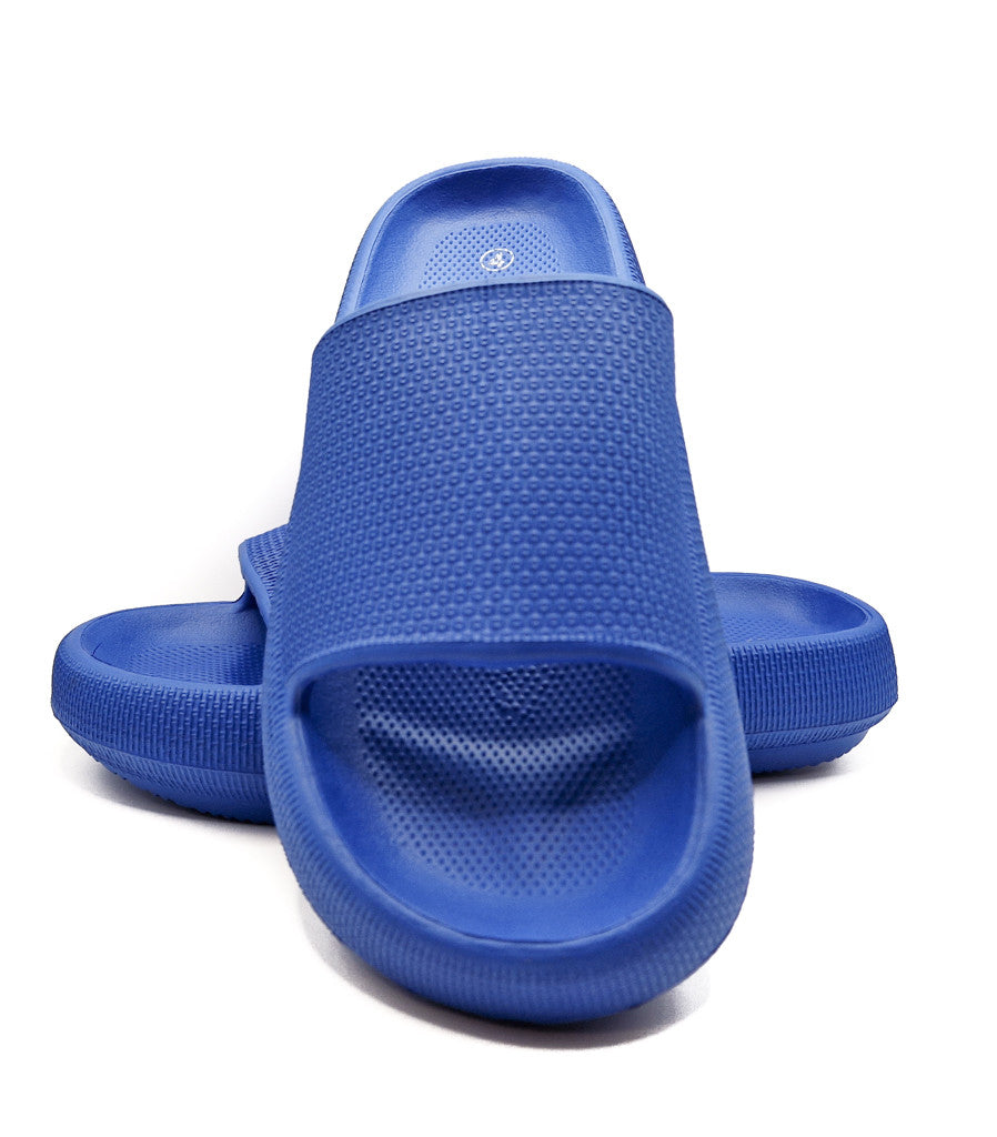 Womens Pillow Cloud Sliders Non-Slip Textured Cobalt