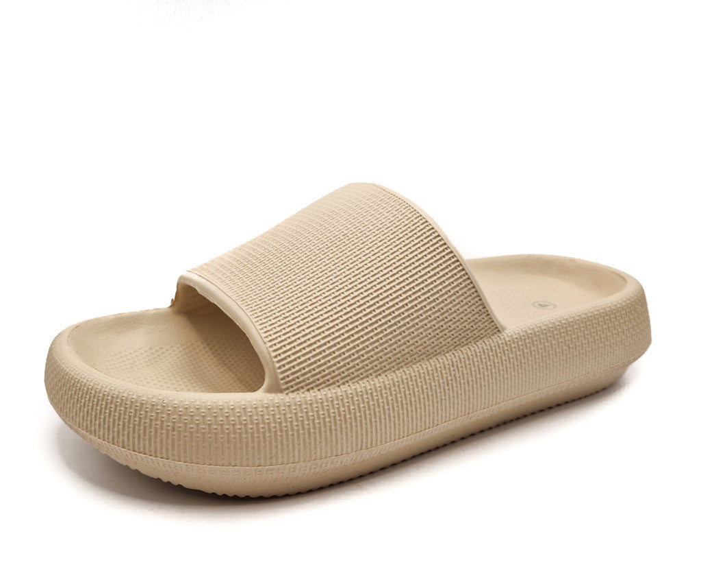 Womens Pillow Cloud Sliders Non-Slip Textured Nude