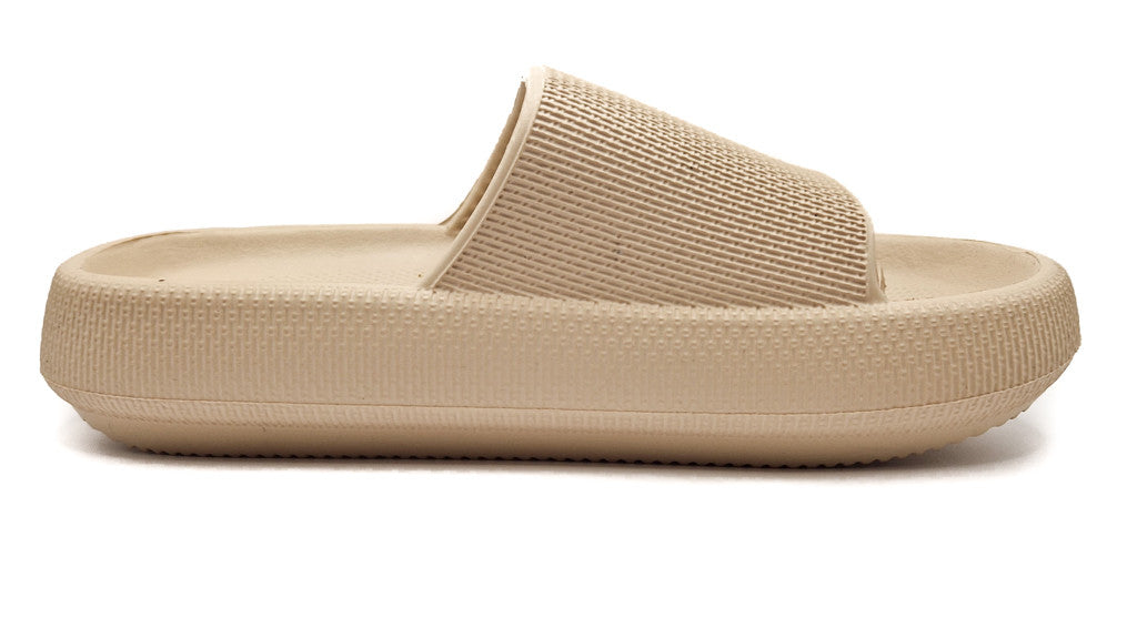 Womens Pillow Cloud Sliders Non-Slip Textured Nude