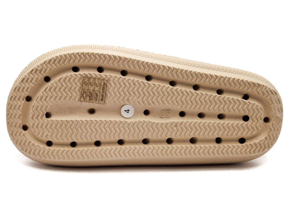 Womens Pillow Cloud Sliders Non-Slip Textured Nude