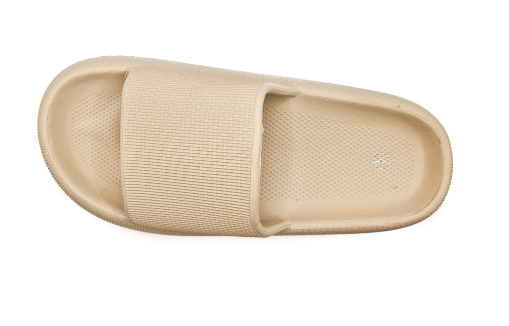 Womens Pillow Cloud Sliders Non-Slip Textured Nude
