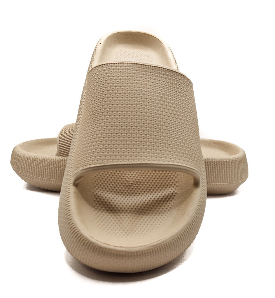 Womens Pillow Cloud Sliders Non-Slip Textured Nude