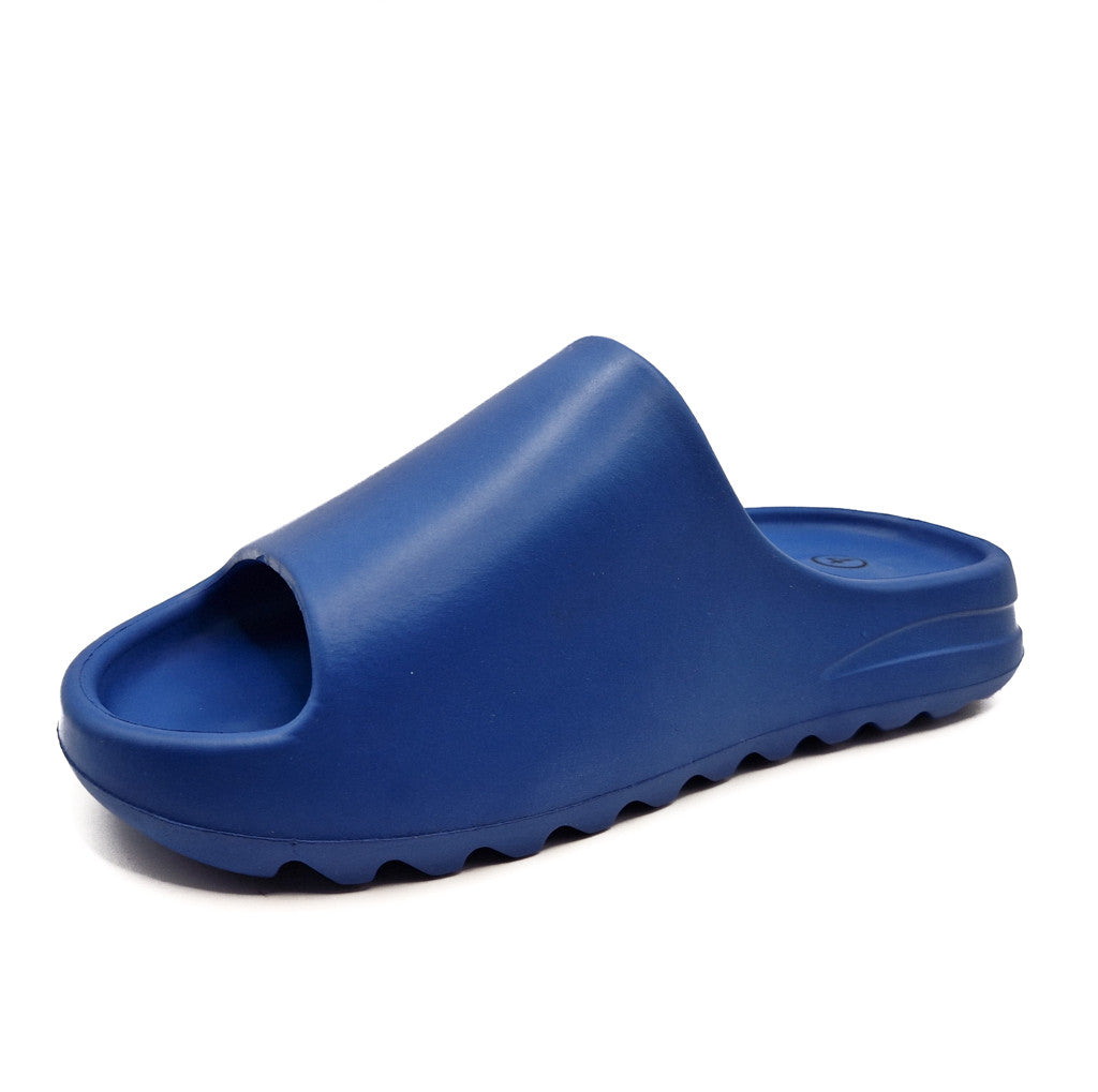 Womens Pillow Cloud Sliders Non-Slip Ribbed Bottom Cobalt