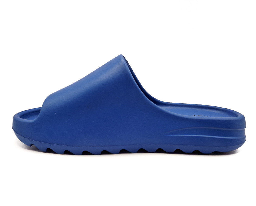 Womens Pillow Cloud Sliders Non-Slip Ribbed Bottom Cobalt