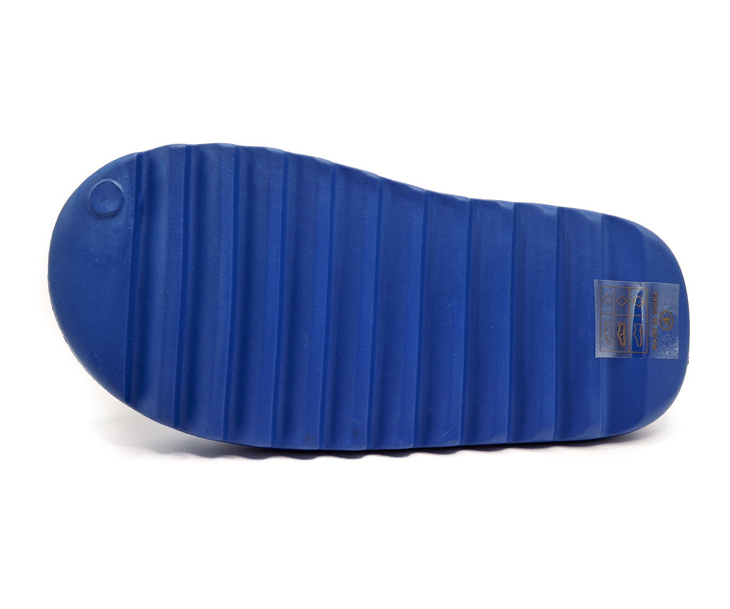 Womens Pillow Cloud Sliders Non-Slip Ribbed Bottom Cobalt