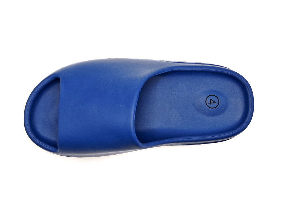 Womens Pillow Cloud Sliders Non-Slip Ribbed Bottom Cobalt