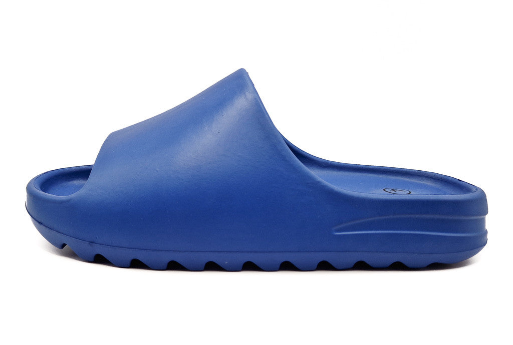 Womens Pillow Cloud Sliders Non-Slip Ribbed Bottom Cobalt