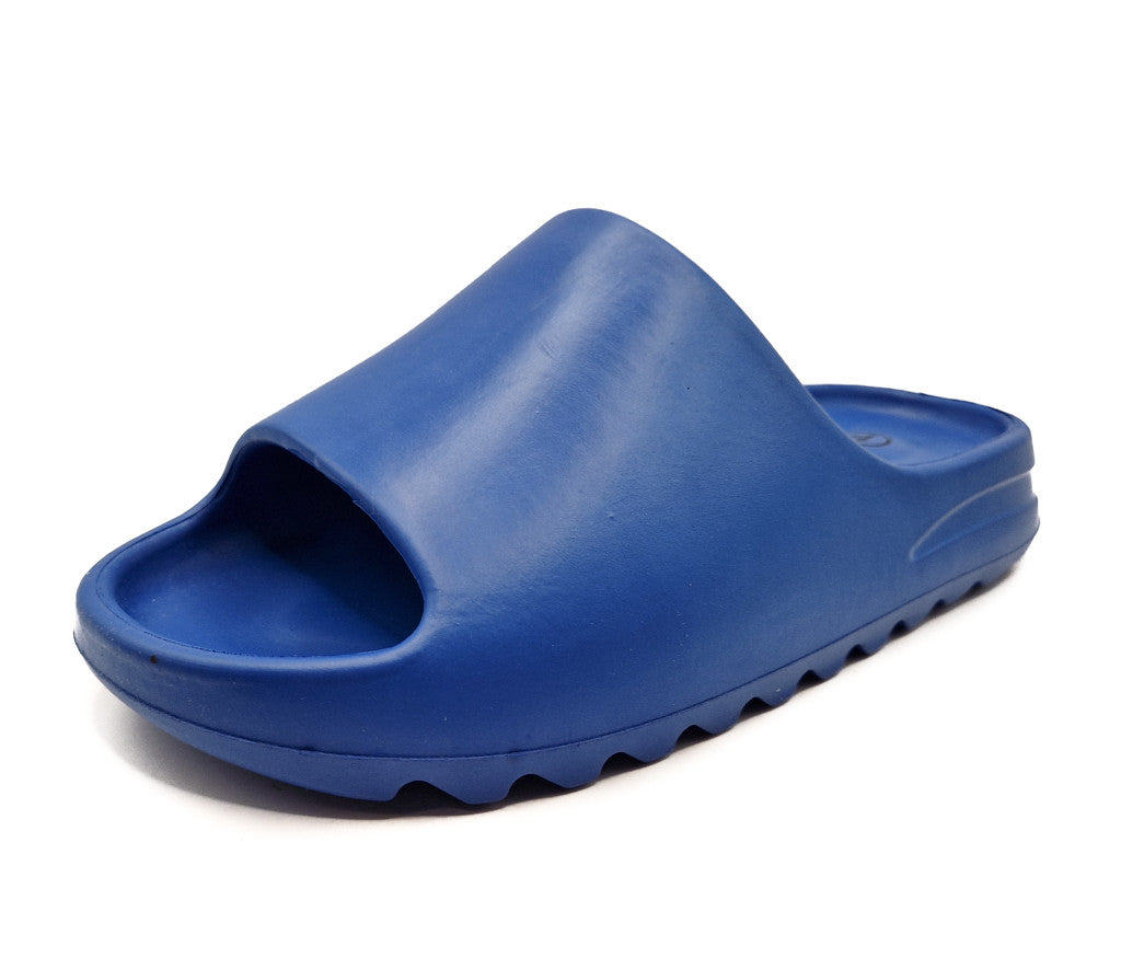 Womens Pillow Cloud Sliders Non-Slip Ribbed Bottom Cobalt