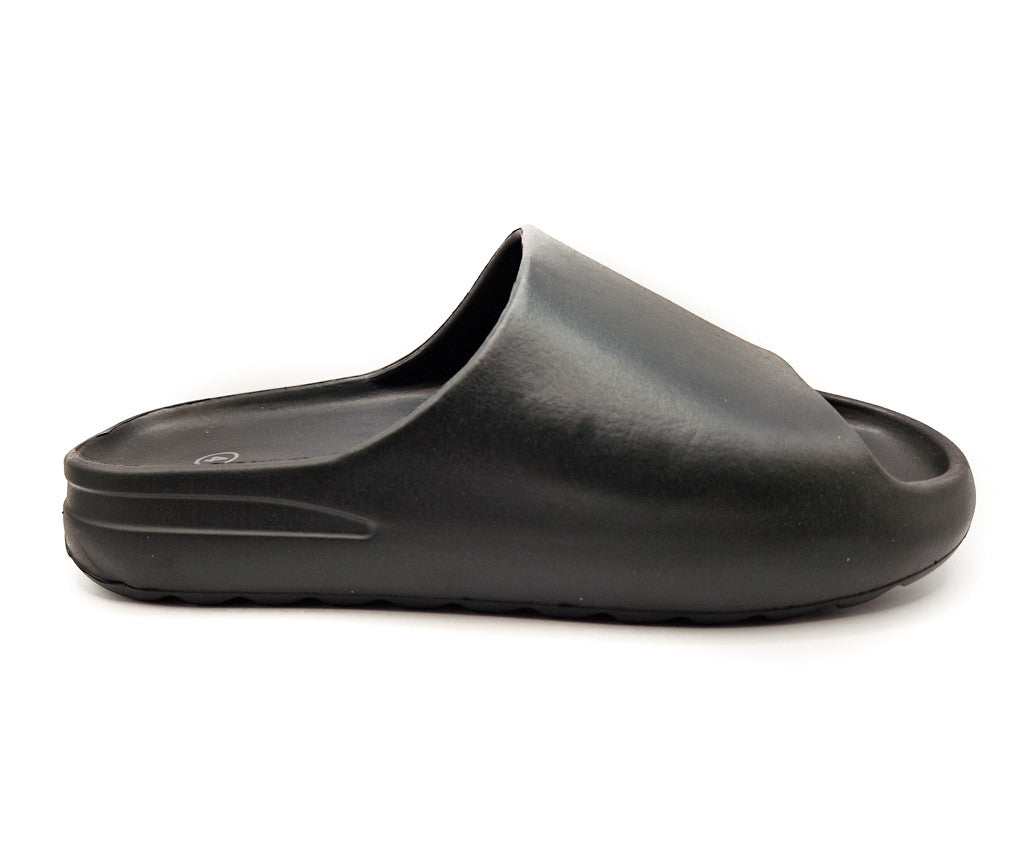 Womens Cloud Sliders Non-Slip Ribbed Bottom Black