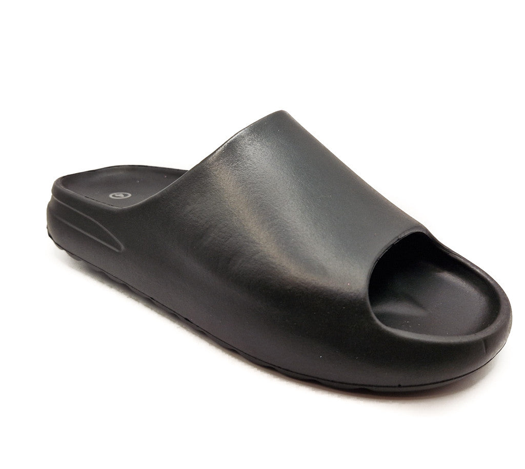 Womens Cloud Sliders Non-Slip Ribbed Bottom Black