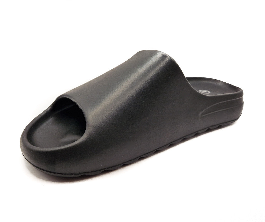 Womens Cloud Sliders Non-Slip Ribbed Bottom Black