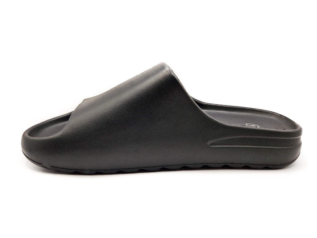 Womens Cloud Sliders Non-Slip Ribbed Bottom Black