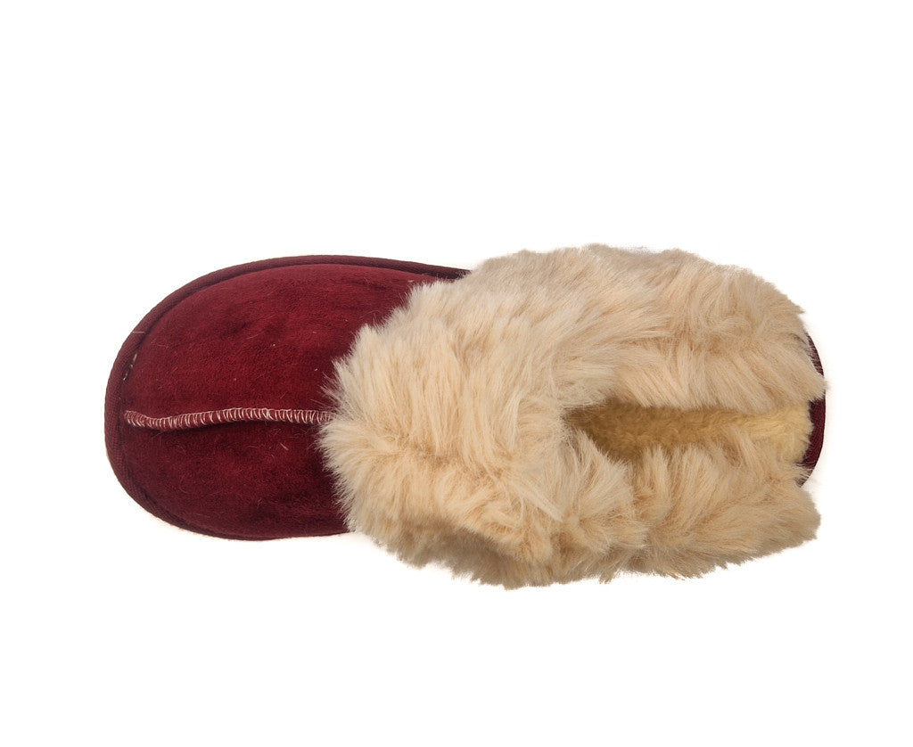 Womens Fluffy Lined Slipper Warm Slip On Closed Toe Mules Faux Fur Slider Size