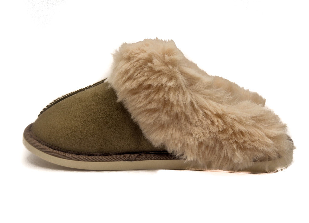 Womens Fluffy Lined Slipper Warm Slip On Closed Toe Mules Faux Fur Slider Size