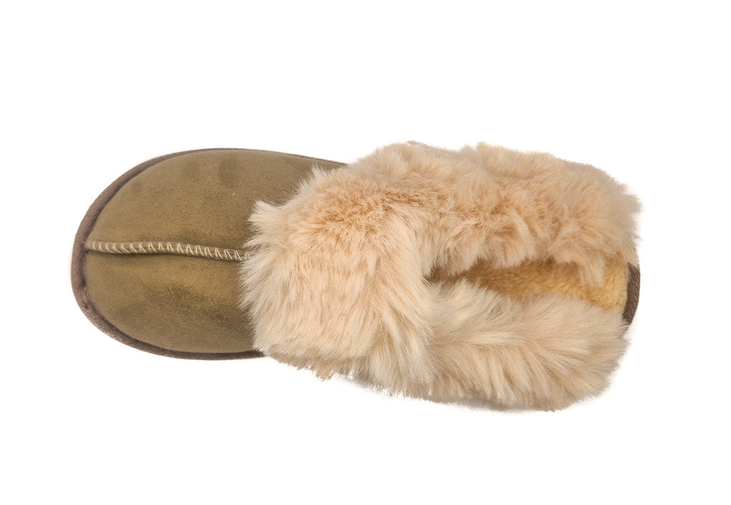 Womens Fluffy Lined Slipper Warm Slip On Closed Toe Mules Faux Fur Slider Size