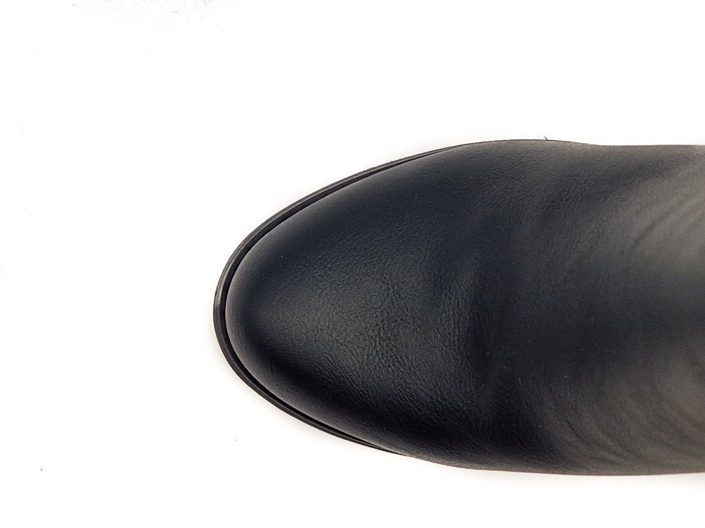 Women's Heeled Ankle Chelsea Boots Faux Suede Leather Black