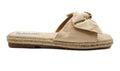 Womens Hessian Flat Bow Detail Slip On Sandals Nude