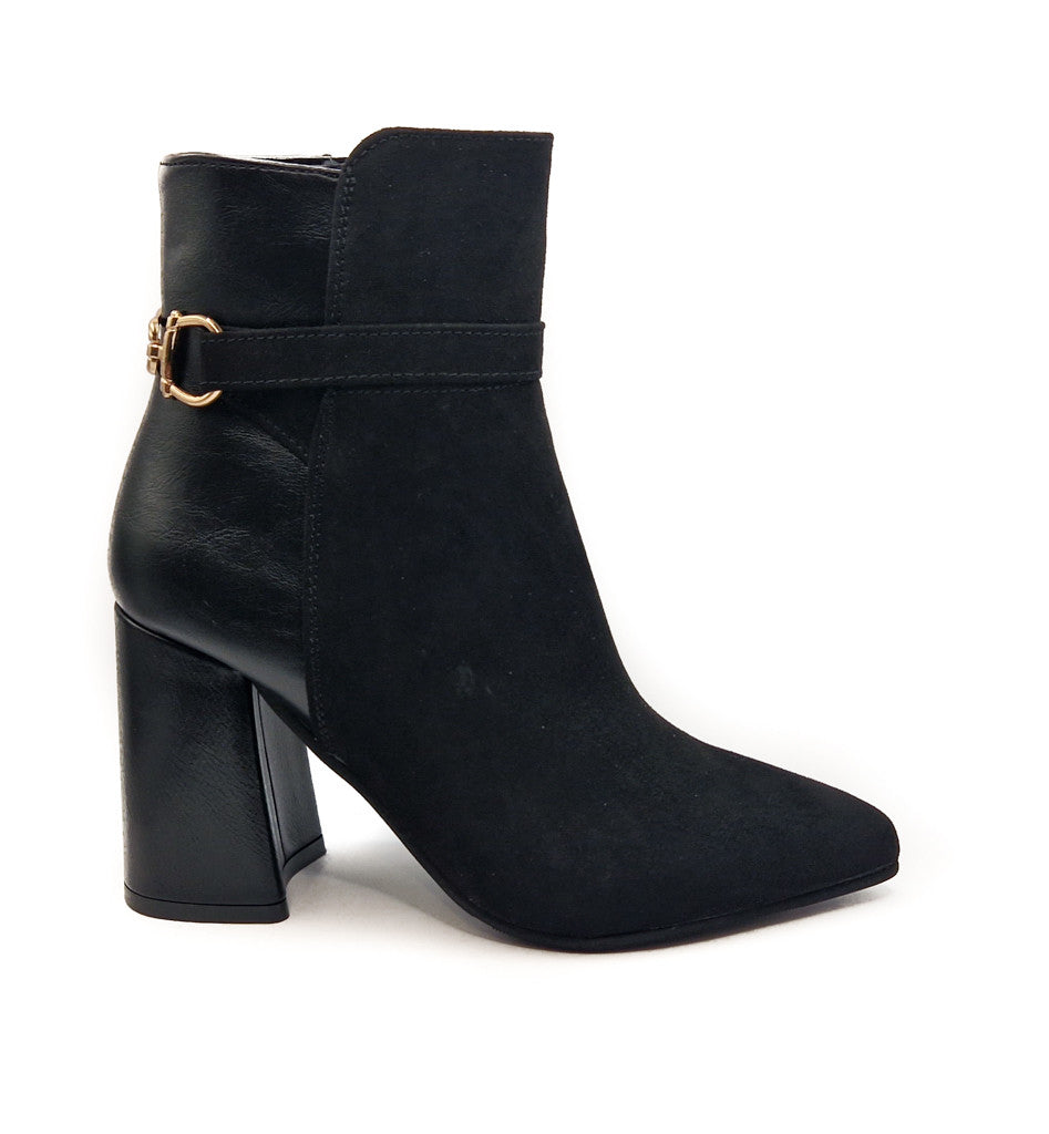 Women's Hardware Detail Heeled Ankle Boots Black
