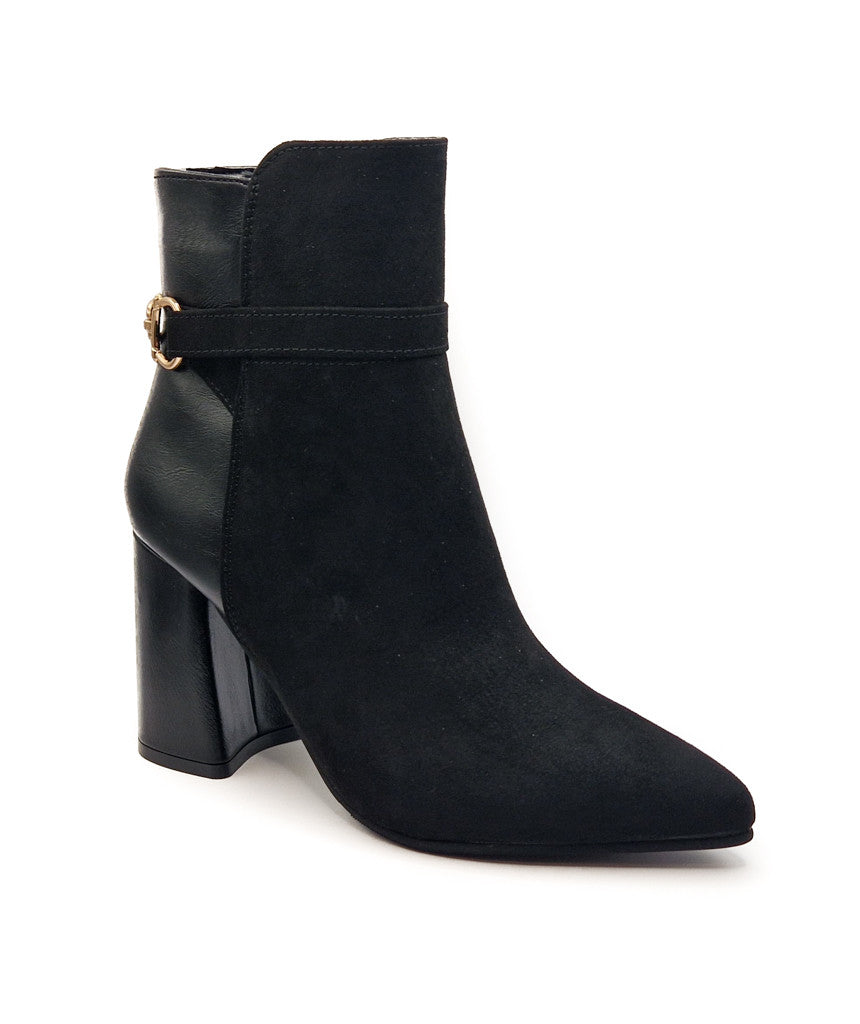 Women's Hardware Detail Heeled Ankle Boots Black
