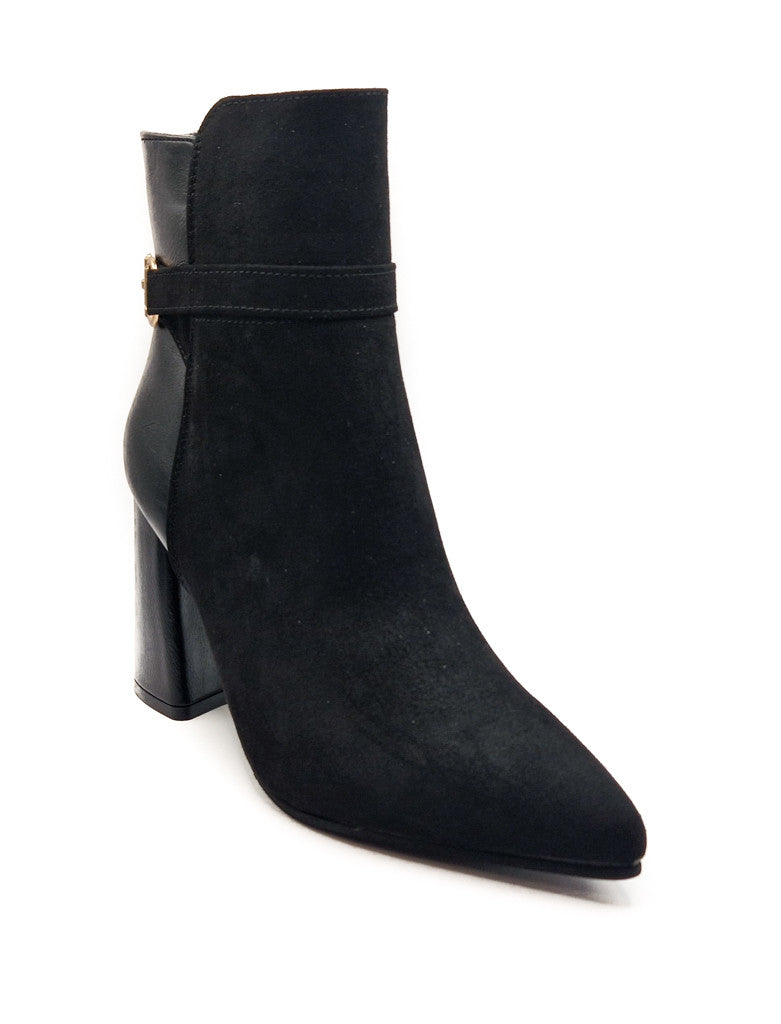 Women's Hardware Detail Heeled Ankle Boots Black