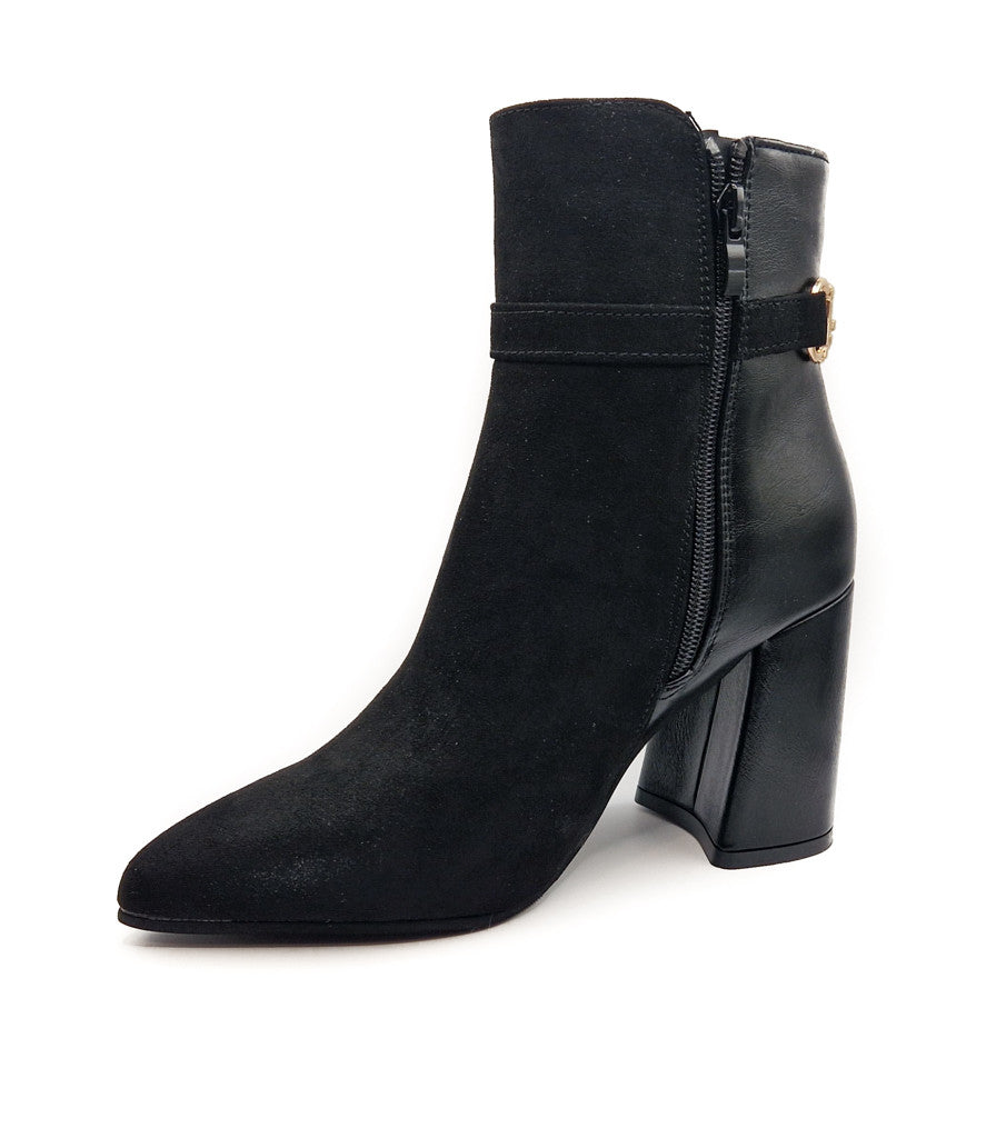 Women's Hardware Detail Heeled Ankle Boots Black