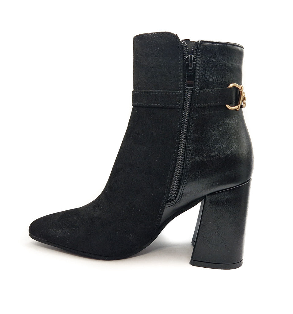Women's Hardware Detail Heeled Ankle Boots Black