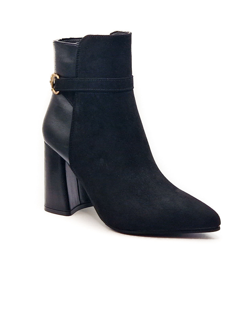 Women's Hardware Detail Heeled Ankle Boots Black
