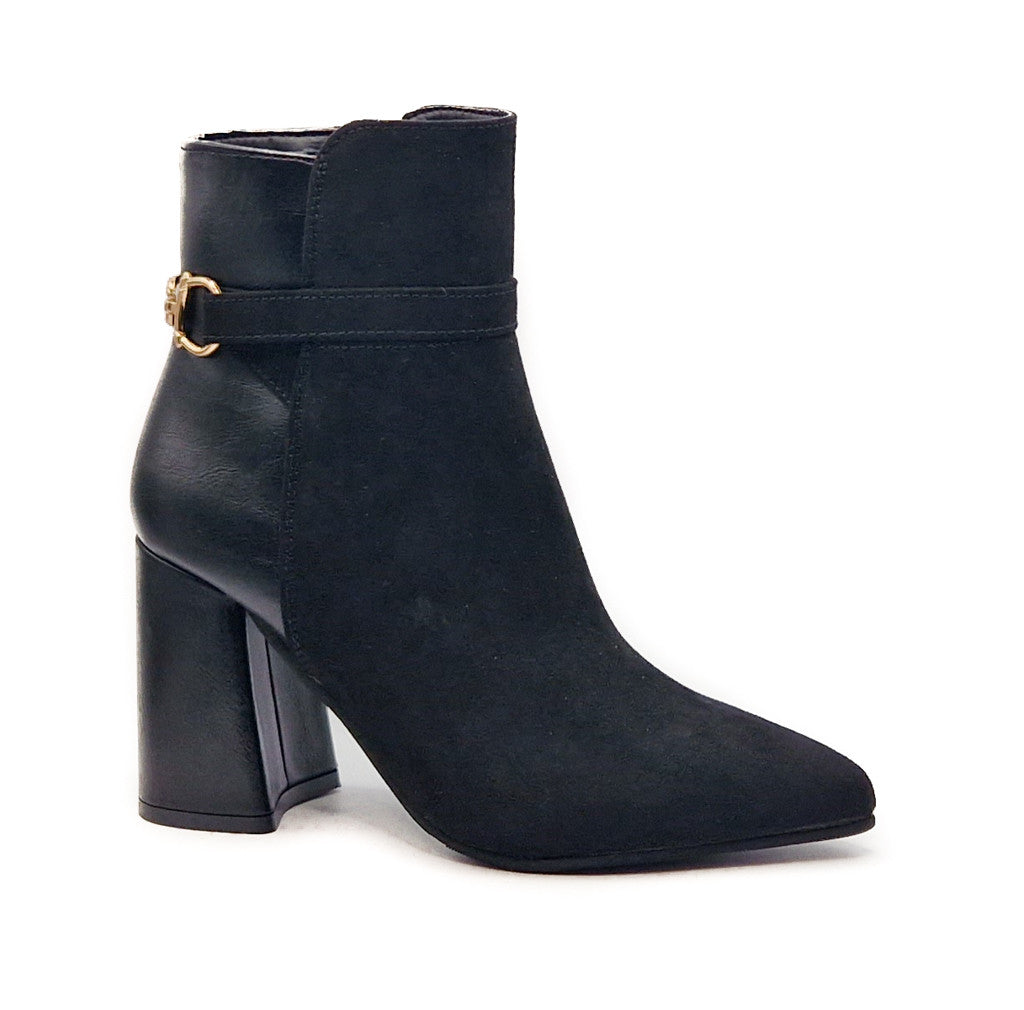 Women's Hardware Detail Heeled Ankle Boots Black