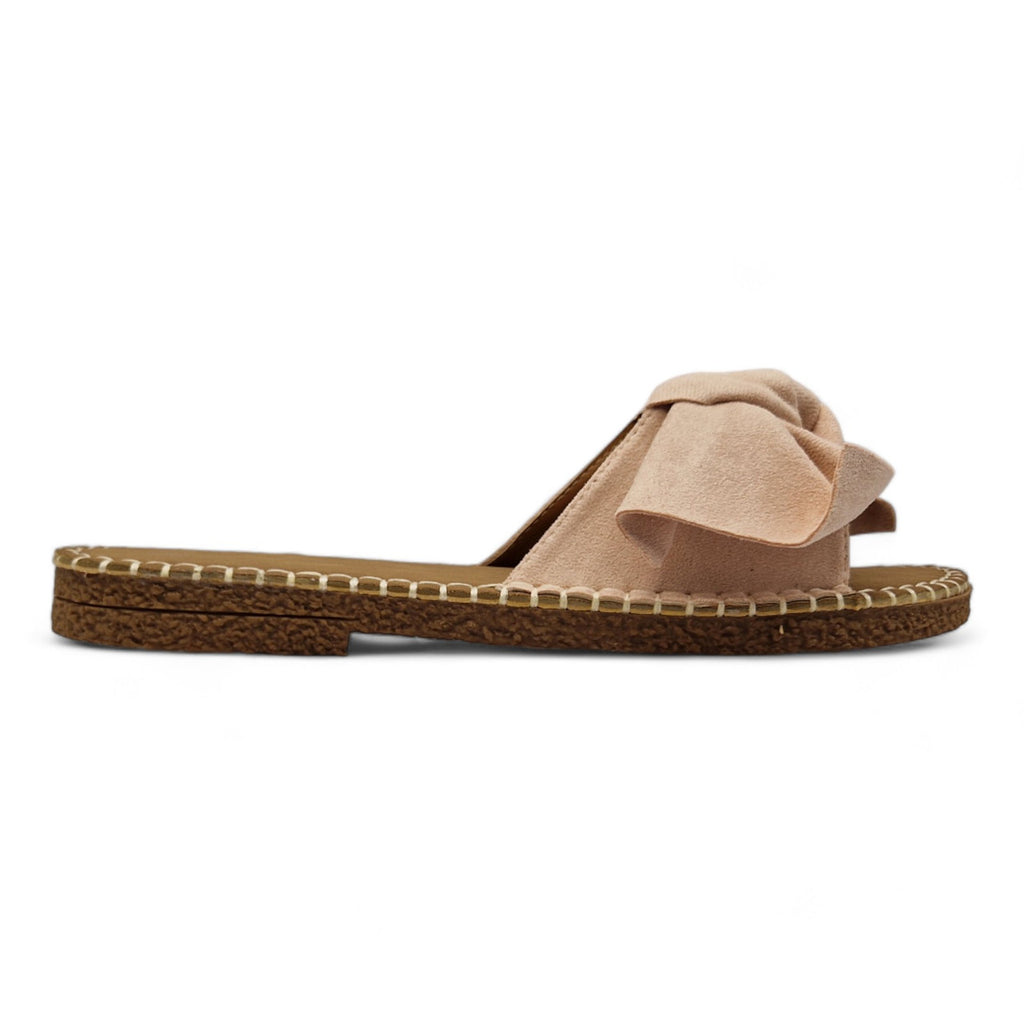 Womens Ladies Flat Sandals Summer Slip On Mules Nude Bow Flip Flops Size UK 3-8