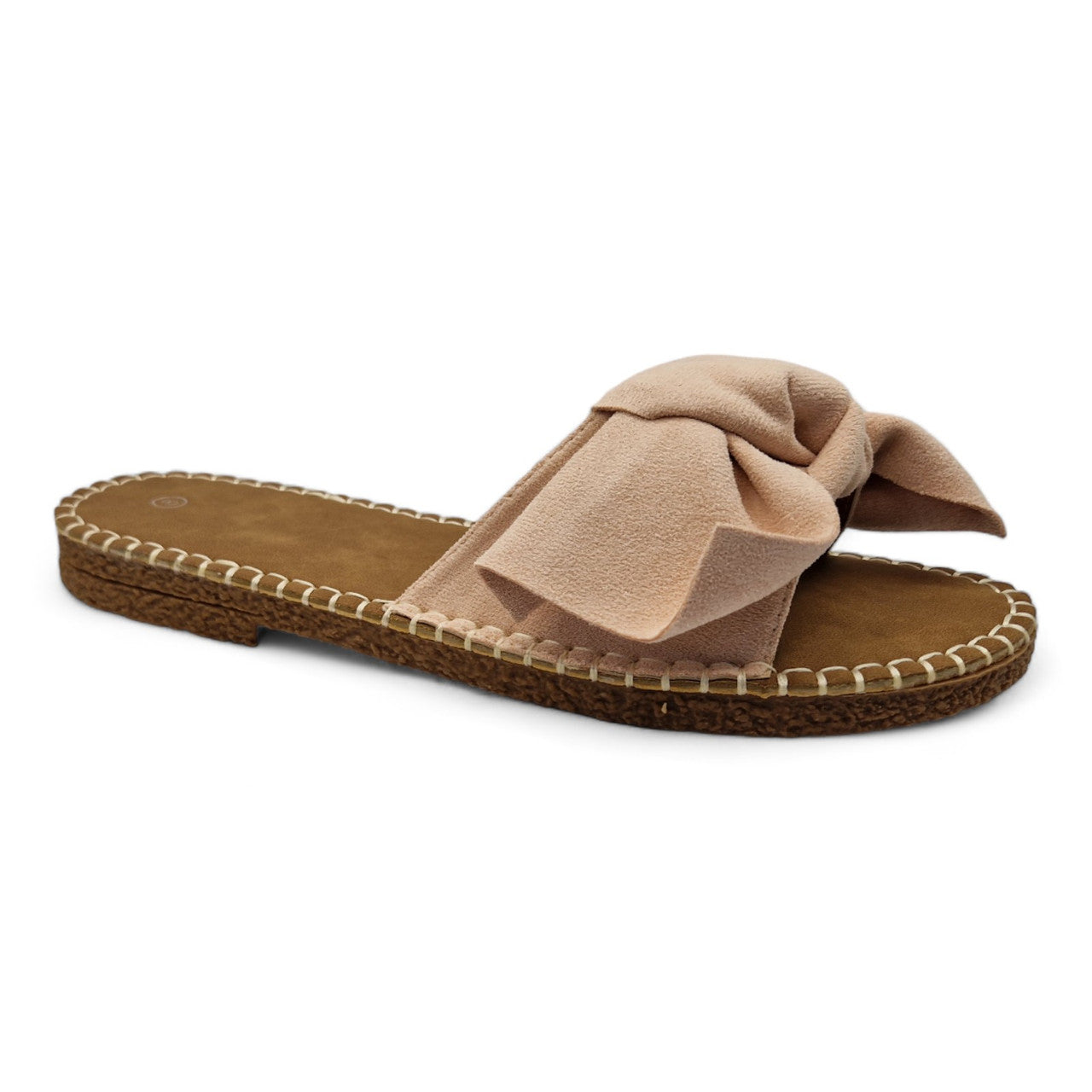 Womens Ladies Flat Sandals Summer Slip On Mules Nude Bow Flip Flops Size UK 3-8