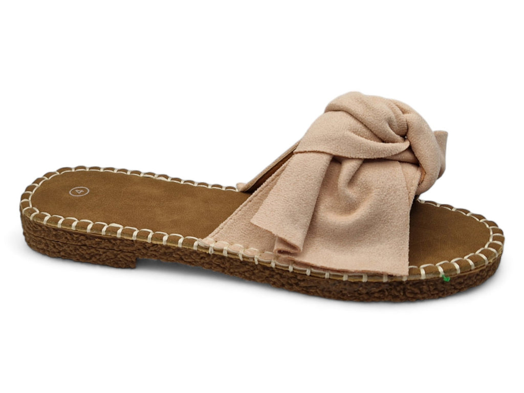 Womens Ladies Flat Sandals Summer Slip On Mules Nude Bow Flip Flops Size UK 3-8