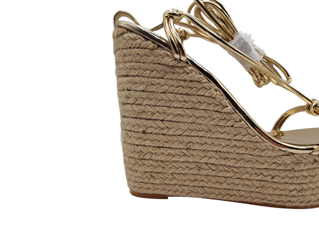 Womens Ladies Espadrille Mule Flatform Beige Hessian Chunky Summer Sandals Size