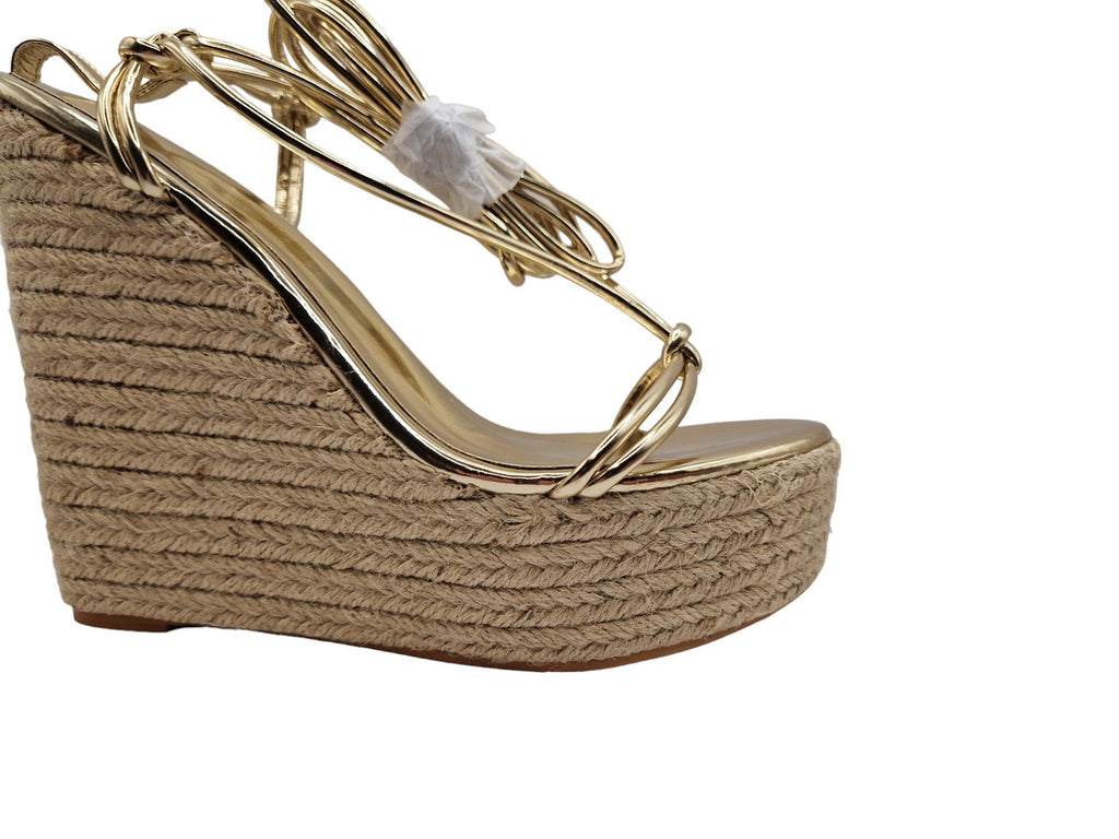 Womens Ladies Espadrille Mule Flatform Beige Hessian Chunky Summer Sandals Size