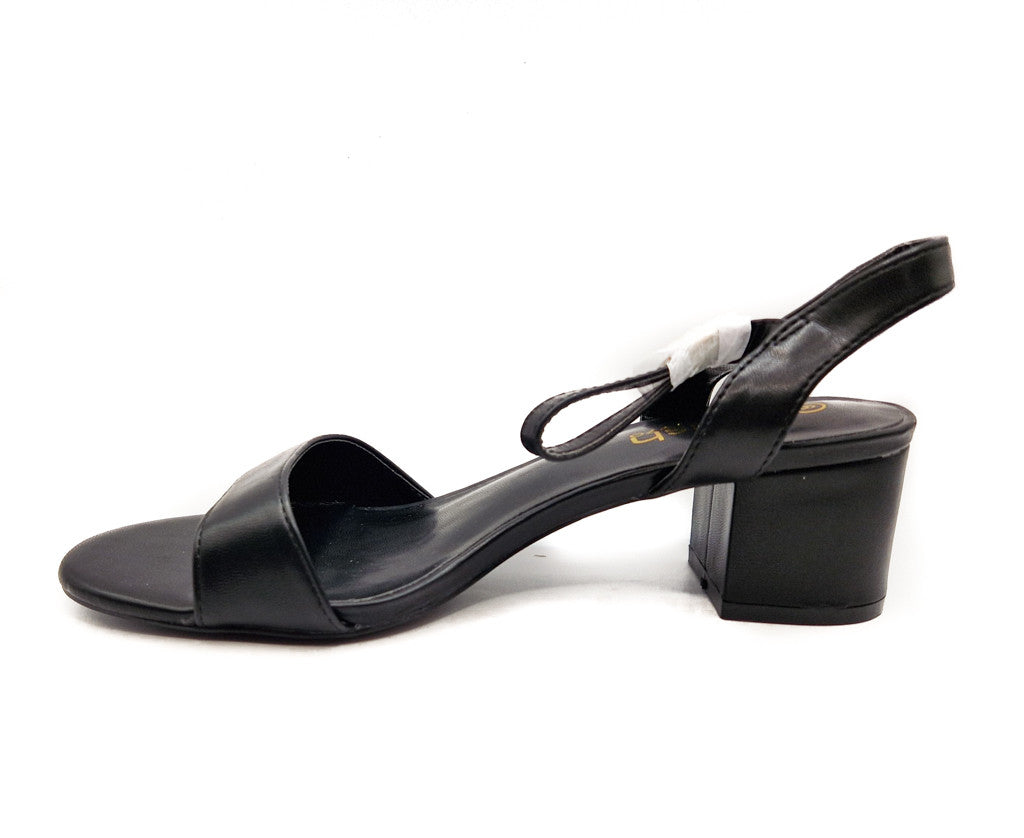 Womens Mid Heel Block Open Toe Ankle Strap Sandals Black