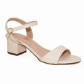 Womens Mid Heel Block Open Toe Ankle Strap Sandals Nude