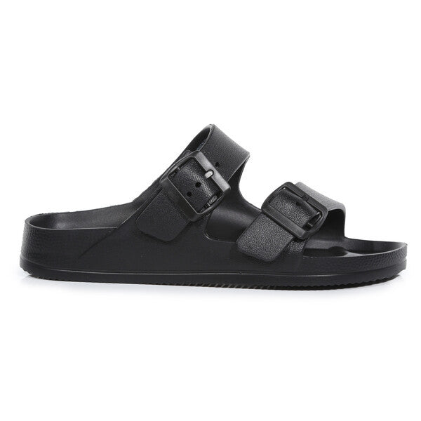 Regatta Womens Double Buckle Foot bed Flat Summer Sliders Black