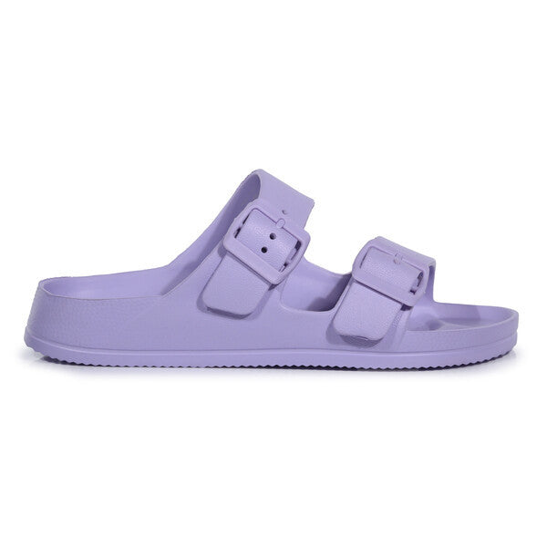 Regatta Womens Double Buckle Foot bed Flat Summer Sliders Pastel Lilac