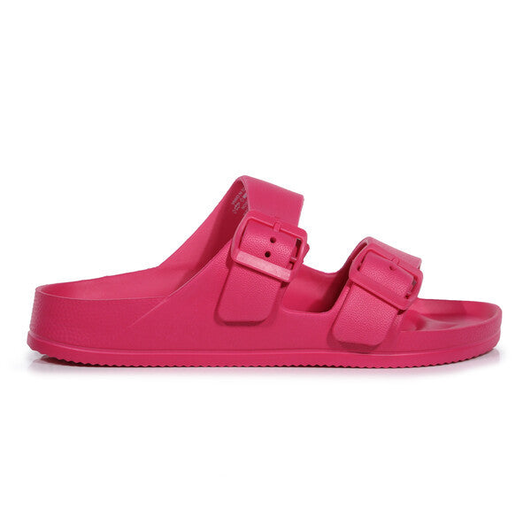 Regatta Womens Double Buckle Foot bed Flat Summer Sliders Pink Fusion