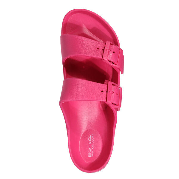 Regatta Womens Double Buckle Foot bed Flat Summer Sliders Pink Fusion