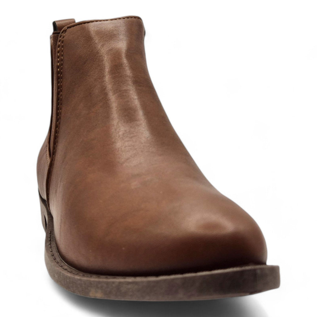 Renna Women’s Wide Fit Brown Chelsea Ankle Boots – Low Heel, Elastic Pull-On Design, Size 4-8