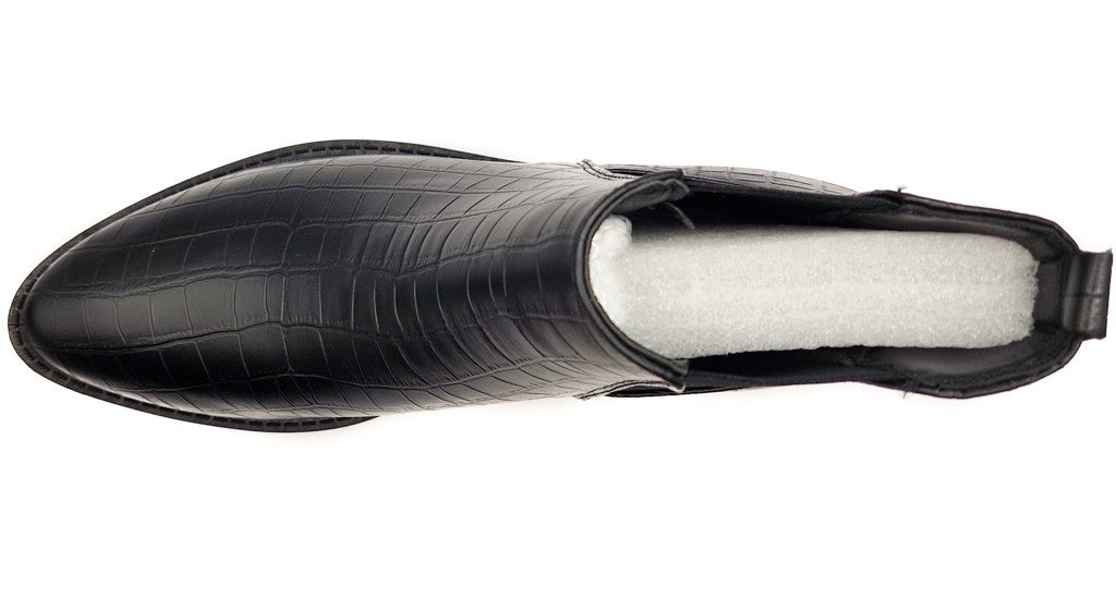 Womens Wide Fit Flat Black Low Heel Pull On Elastic Chelsea Ankle Boots Size 3-8