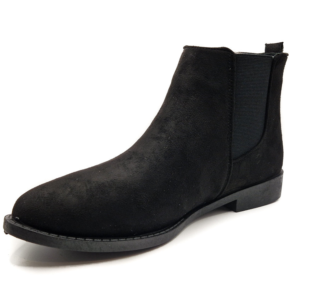 Womens Wide Fit Flat Black Low Heel Pull On Elastic Chelsea Ankle Boots Size 3-8